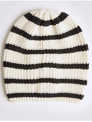 M&S Collection Striped Beanie Hat