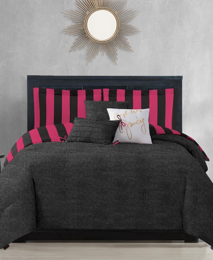 Juicy Couture Cabana Stripe Reversible 5-Piece Comforter Set, Twin
