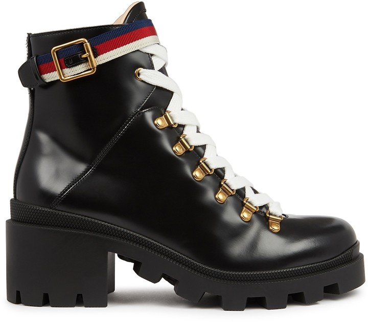 gucci trip leather ankle boots