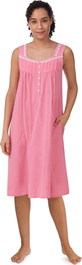 Aria Women’s Sleeveless 40″ Cotton Nightgown, Sizes XS-5X