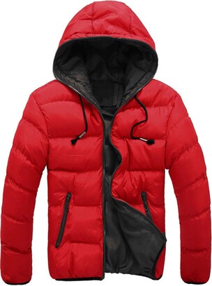 Adbfjaf Mens Clothing Black Friday Men's Coat Collision Hoodie  Cotton-padded Zipper Casual Jacket Winter Color Men's Coats & Jackets  Lightweight Zippered Jacket Men (Red XXL) - ShopStyle