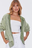 Thumbnail for your product : Forever 21 Oil Wash Fleece Zip-Up Hoodie
