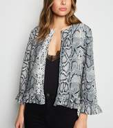 Thumbnail for your product : New Look Off Snake Print Frill Sleeve Jacket