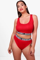 Thumbnail for your product : boohoo Plus Cutie With A Booty Bra And Knickers Set