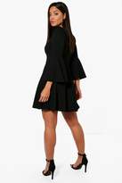 Thumbnail for your product : boohoo Mollie Flared Sleeve Skater Dress