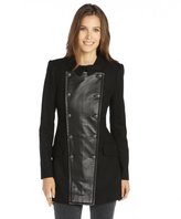 Thumbnail for your product : Rachel Zoe black wool blend leather trim 'Monaco' coat