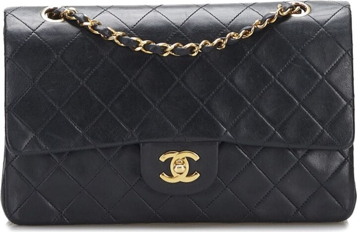 Chanel Black Quilted Caviar Medium Classic Double Flap Gold Hardware, 2004 (Very Good)-2005, Womens Handbag