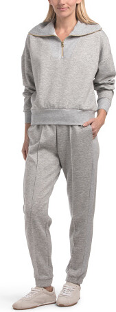 TJMAXX Softlite Mock Neck Half Zip Sweater And Pintuck Joggers Set, Spandex/Polyester/Rayon