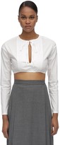 Thumbnail for your product : Maryam Nassir Zadeh Self Tie Collar Cotton Poplin Crop Top