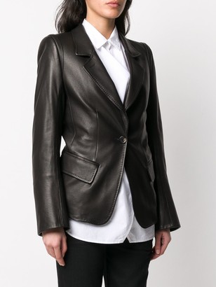 Ann Demeulemeester Single-Breasted Leather Blazer
