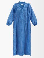 Thumbnail for your product : Three Graces London Pippa Crinkle Cotton-voile Dress - Mid Blue