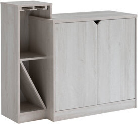 Latitude Run White Oak Wine Cabinet And Storage Display Kitchen Holds 4 Bottles