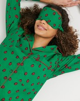 Thumbnail for your product : Daisy Street long sleeve shirt and shorts pyjama set with eye mask in ladybird print