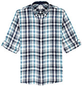 Thumbnail for your product : Murano Roll-Sleeved Slim Plaid Linen Sportshirt