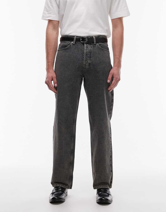 Topman rigid baggy jeans in dirty wash