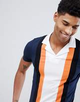 Thumbnail for your product : ASOS Design Tall Polo Shirt With Retro Vertical Panels And Revere Collar
