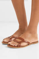 Thumbnail for your product : Rupert Sanderson Maeve Cutout Leather Slides - Chocolate