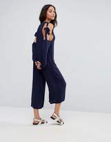 Thumbnail for your product : ASOS Minimal Jumpsuit In Crinkle With Tie Cold Shoulder Detail
