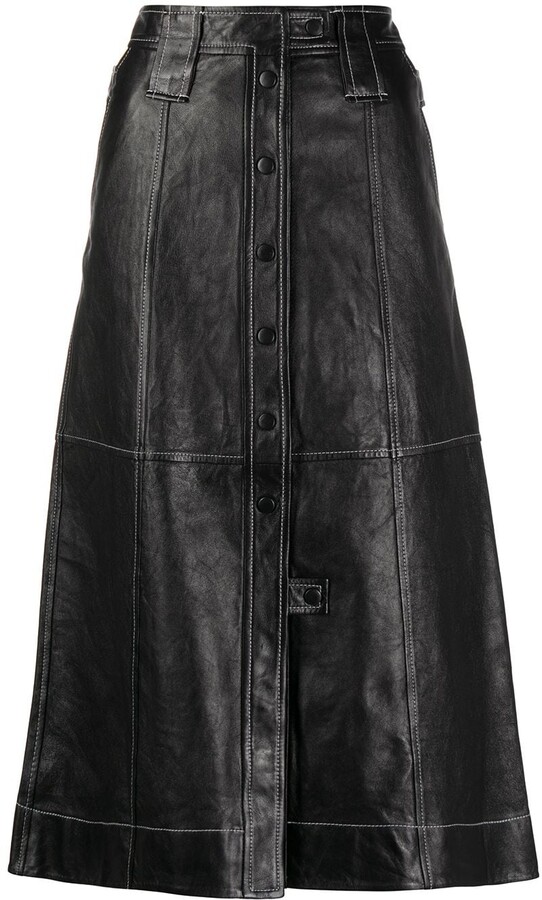 red contrast stitch skirt