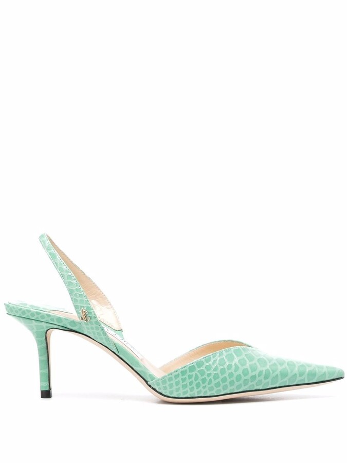 green slingback pumps