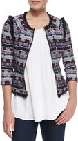 Thumbnail for your product : Milly Fringe-Trim Tweed Zip Jacket