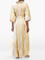Thumbnail for your product : Temperley London Moon Garden Ruffled V-neck Lame Coat - Gold