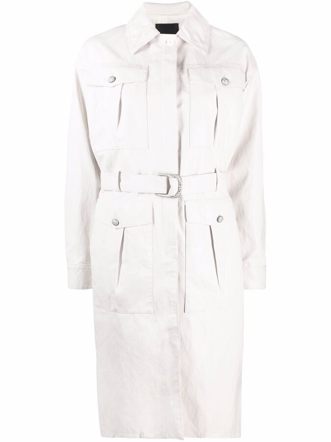 White leather trench coat womens Clearance