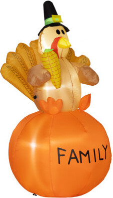 HOMCOM 4.9Ft Inflatable Thanksgiving Decoration Turkey, Blow Up Outdoor LED Yard Display, Waterproof