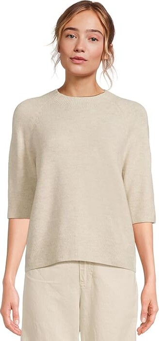 Vince Camuto Short Sleeve Raglan Mock Neck Women's Sweater Malted : MD, Acrylic/Polyester/Spandex