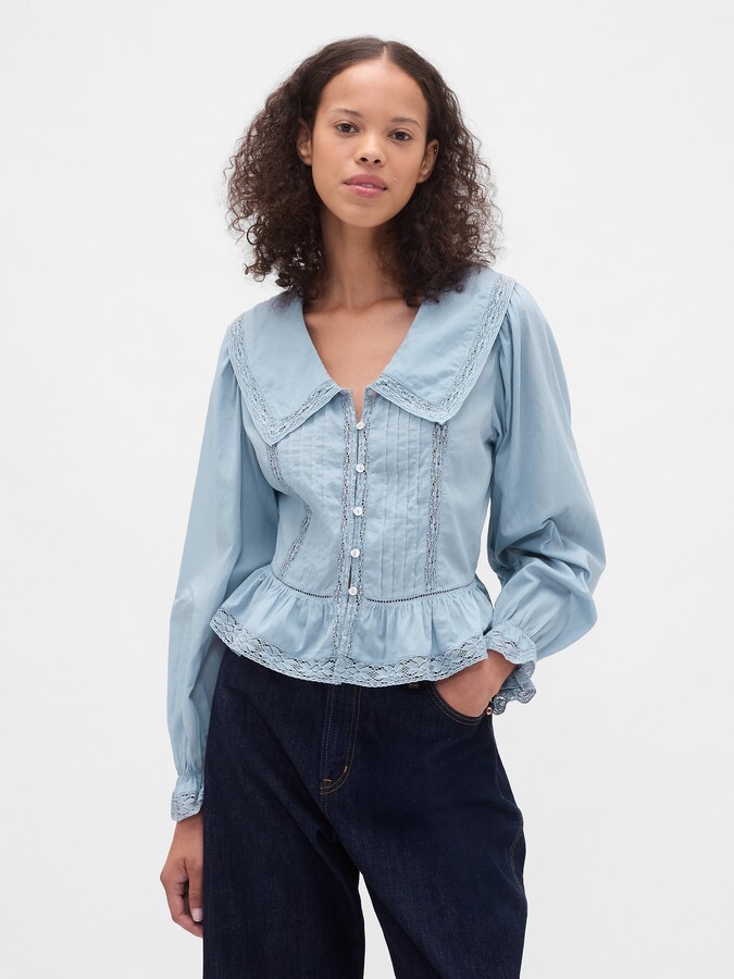 Gap Collared V-Neck Peplum Top