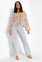 Thumbnail for your product : boohoo Woven Floral Lace Up Ruffle Blouse