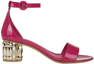 cerise pink block heel sandals