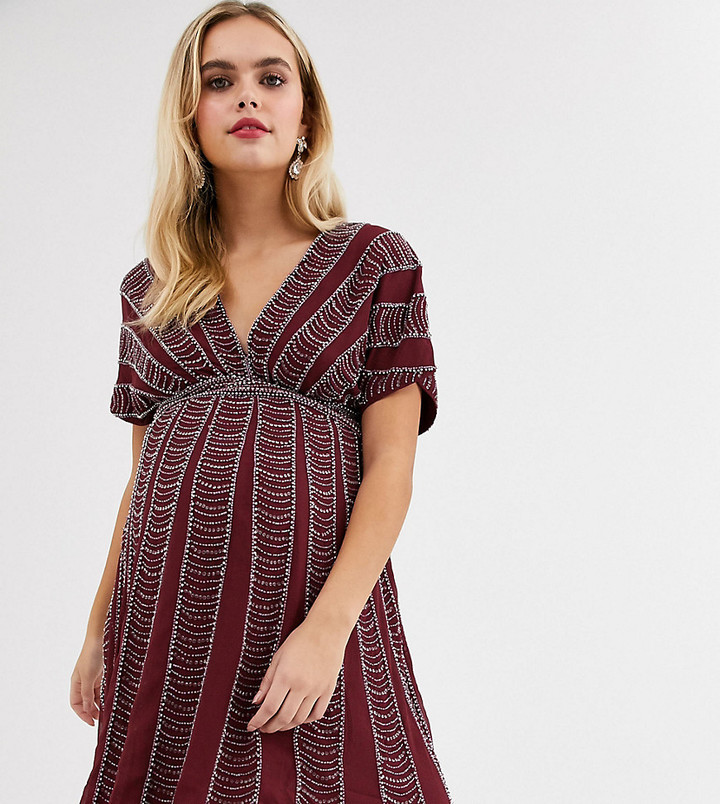 red sequin maternity dress