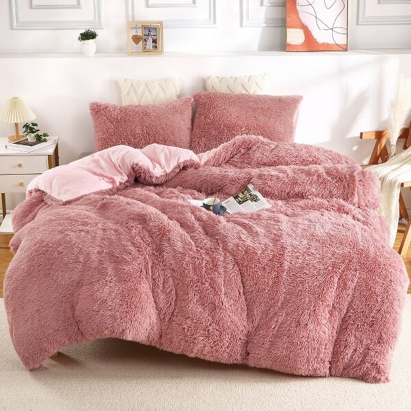 Ruffle Duvet Cover King Size, 3PCS Soft Washed Microfiber Vintage French  Country Duvet Cover Set with Button Closure, Pink, 104x90 in