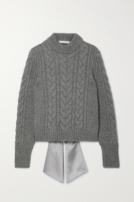 Cecilie Bahnsen Geneva Silk-trimmed Cable-knit Wool And Alpaca-blend Sweater