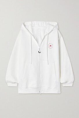 adidas by Stella McCartney Hooded Printed Organic Cotton-blend Jersey Track Jacket - White