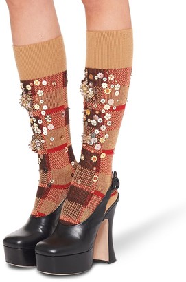 Miu Miu Sequin-Embellished Wool Socks