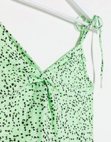Thumbnail for your product : Noisy May Tall swing dress with tie cami straps in green spot print