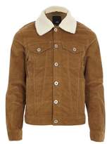 Thumbnail for your product : Next Mens River Island Tan Borg Collar Cord Jacket