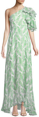 Saloni Danielle One-Shoulder Silk Maxi Dress