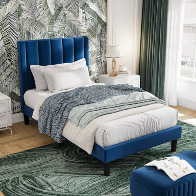 Cleo Velvet Upholstered Platform Bed