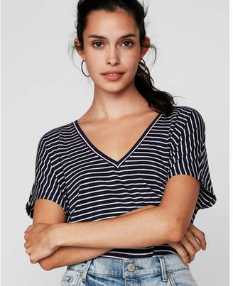 Express one eleven striped v-neck london tee