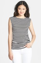 Thumbnail for your product : Chaus Ruched Zip Shoulder Stripe Top