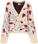 Thumbnail for your product : KHAITE SCARLETT CARDIGAN IN JACQUARD CASHMERE M Beige,Red,Blue Cashmere
