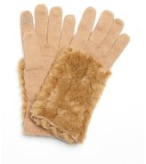 Thumbnail for your product : Wyatt camel wool-cashmere blend faux fur accent iTouch finger accent gloves