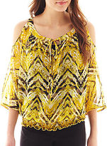 Thumbnail for your product : JCPenney BY AND BY by & by Cold-Shoulder Smocked-Hem Shirt