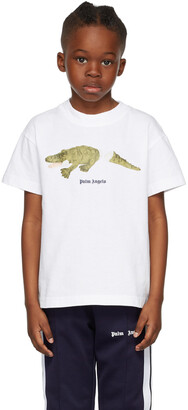 Palm Angels Kids White Crocodile T-Shirt