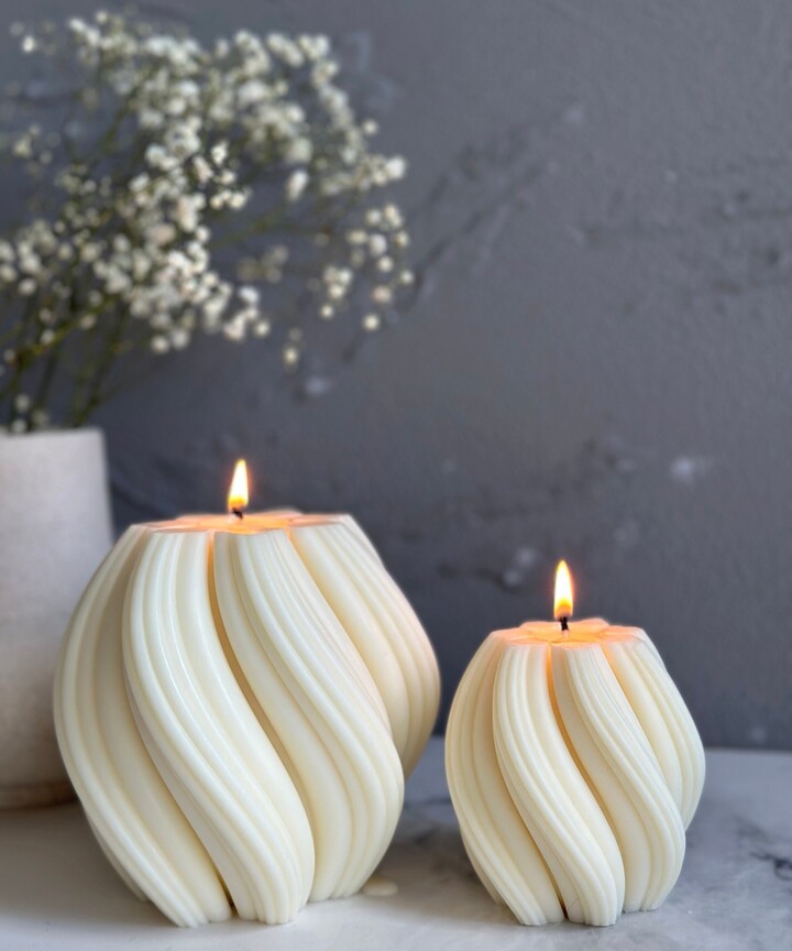 Etsy Twisted Ribbed Soy Wax Candle Sculptural Geometric Decor