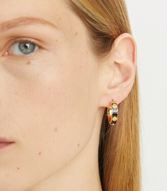 ピアス [ Tory Burch ] MILLER STUD ENAMEL HOOP EARRING Tory Burch Miller Stud Enamel Hoop Earring - ShopStyle