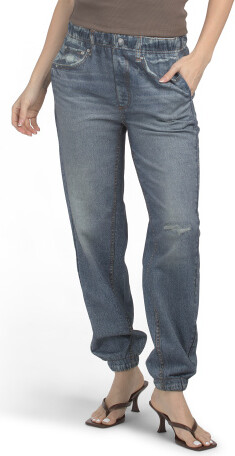 Denim Look Knit Joggers for Women | Polyester/Cotton